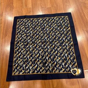 COACH Script Lurex 100% Silk Square Scarf /‎ bandanna RARE